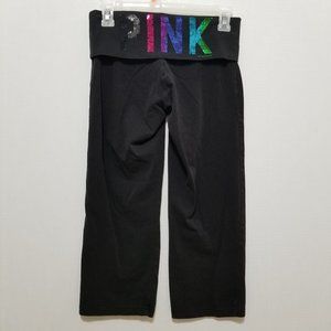 Victoria's Secret PINK pants XS foldover waist sequin bling logo cropped yoga